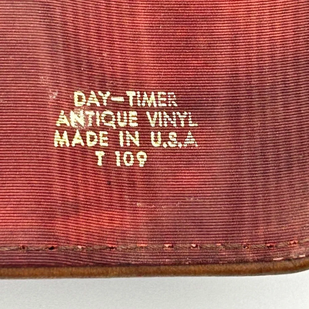 Vintage Day-Timer Executive 7 Ring Binder Antique Vinyl Organizer Brown Made USA